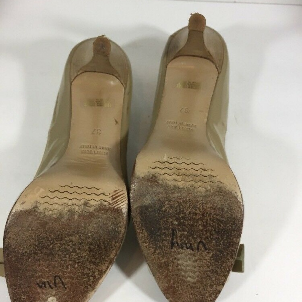 Melin Made in Italy Brown Creme Peep Toe  Leather - Picture 8 of 8